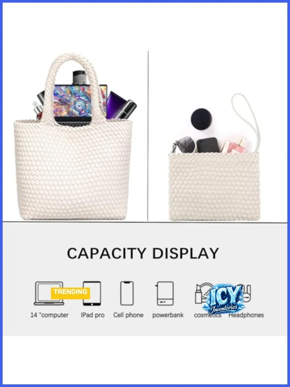 Faux Leather Woven Tote Bag Travel Handbag Shoulder Purse